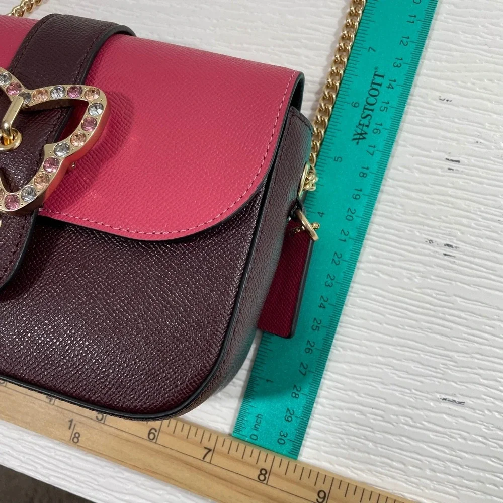 Coach Gemma Crossbody Bag Butterfly Buckle Colorblock Strawberry Cranberry C6796